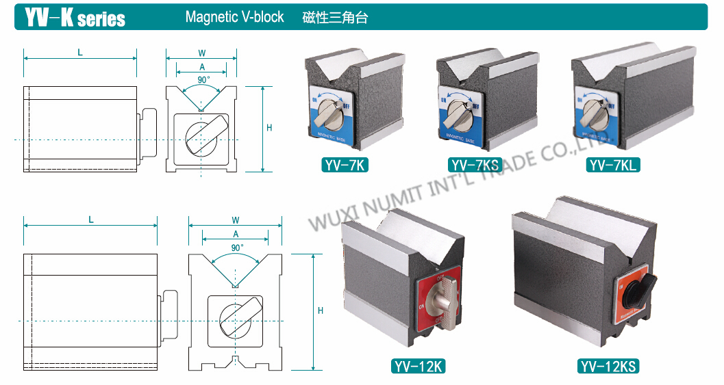 Two Pieces for 1 Pair Magnetic V-block Holding Power 15KGS-23KGS / Magnetic Blocks